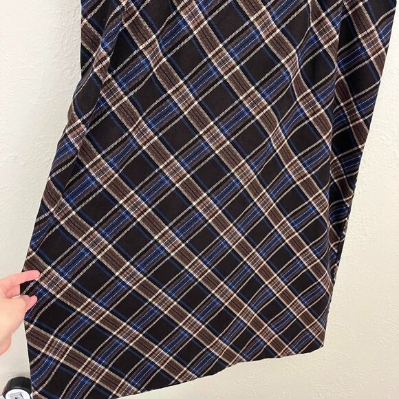 y2k brown blue plaid plus size dark academia grunge maxi skirt - Picture 3 of 8